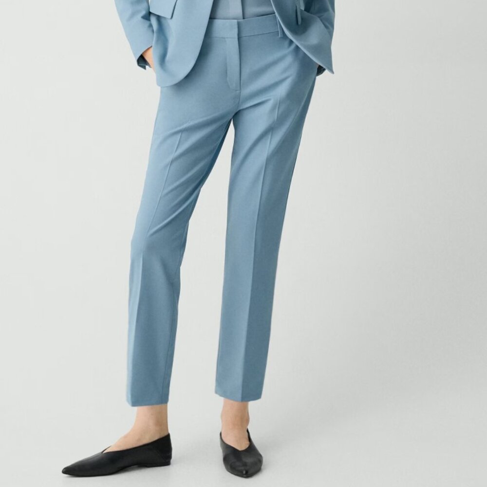 Theory Treeca Pant in Good Wool, Stone Blue, Size 6